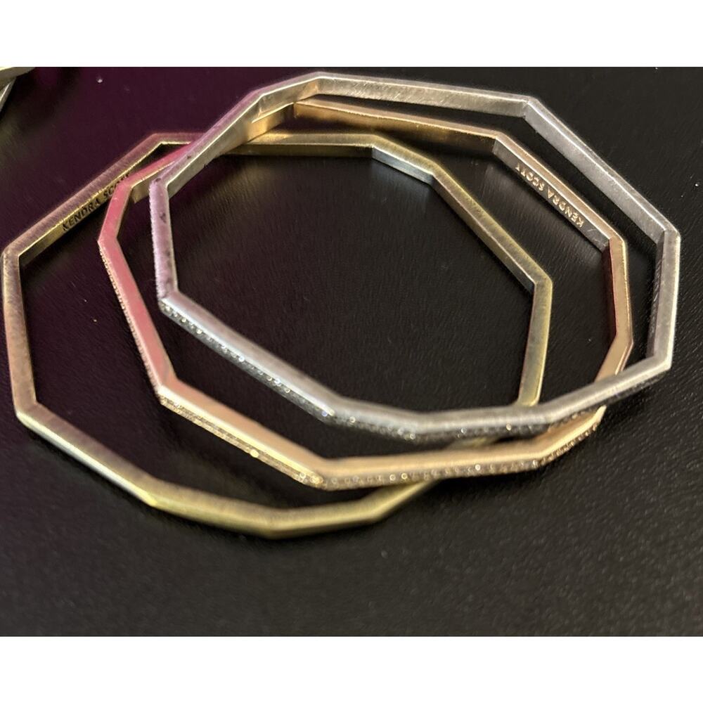 Kendra Scott - Aubrey bangle bracelet set of 3 mixed metal rose gold silver tone - Picture 3 of 6